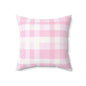 Pink Buffalo Check Pillow — Faux Suede Square Decorative Throw Pillow