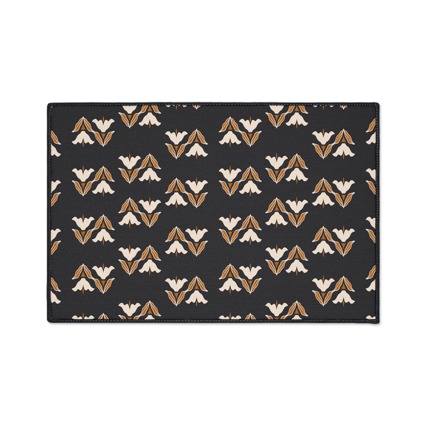 Floor Mat — Modern Retro Floral Pattern Heavy-Duty Entry Rug