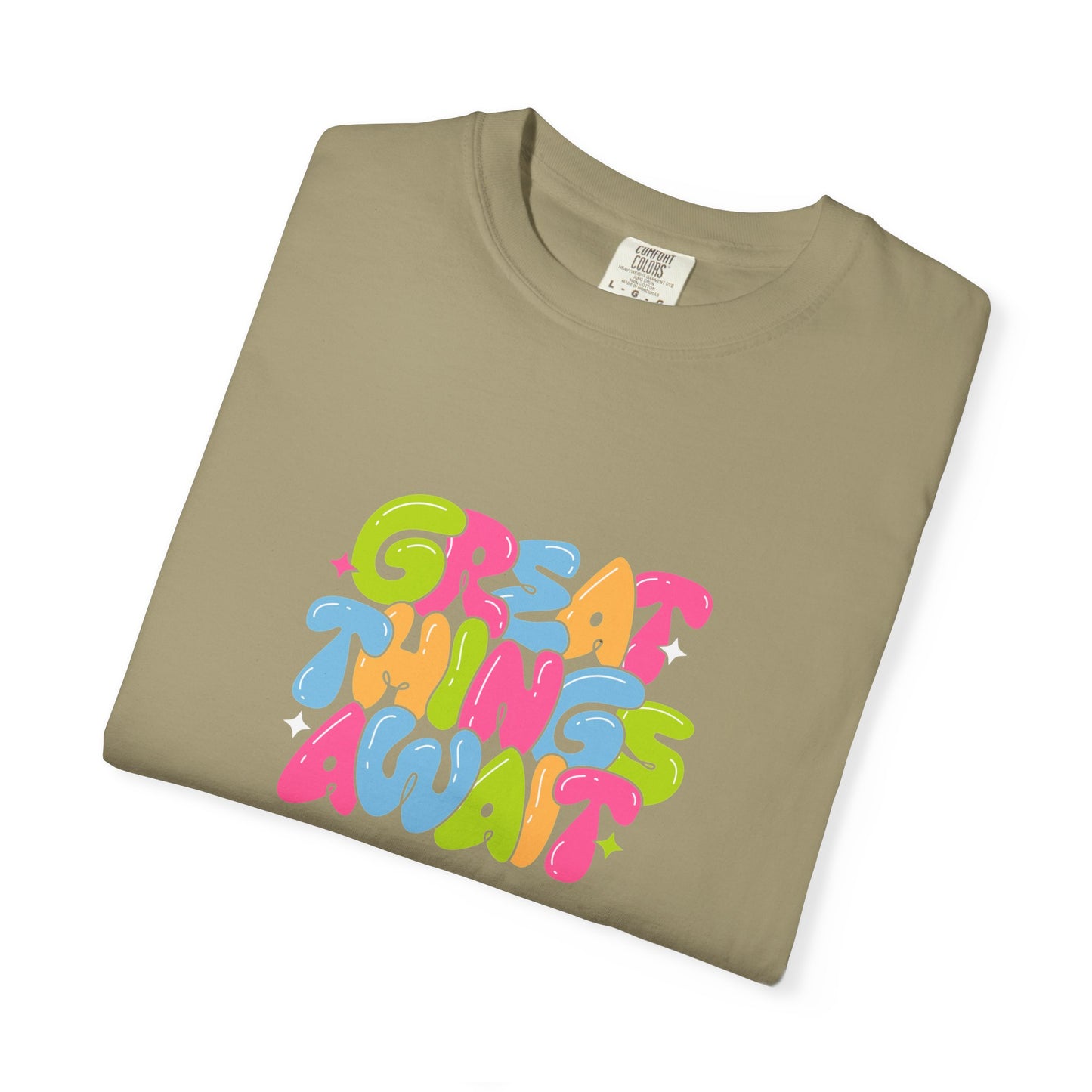Colorful Positive Vibes T-Shirt, Great Things Await Tee