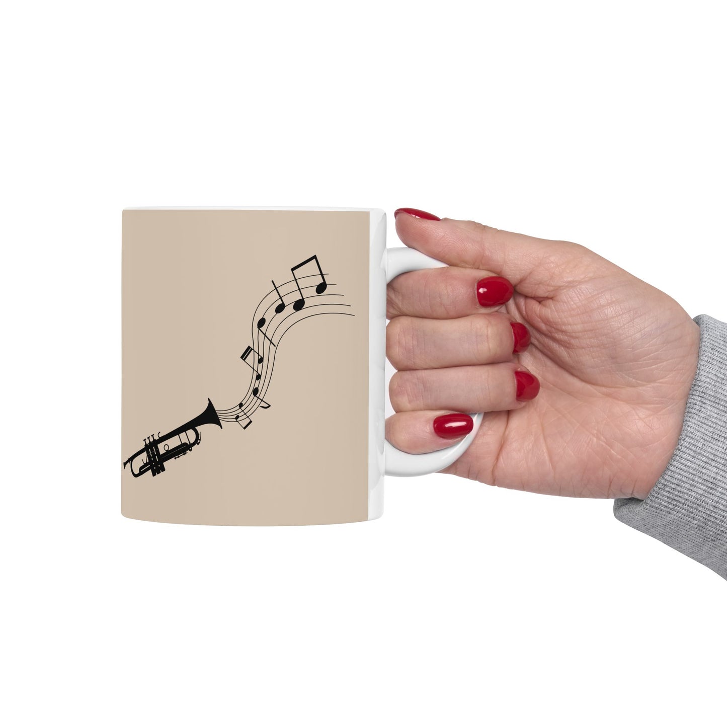 Trumpet Notes Ceramic Mug — Musical Instrument Coffee Cup (11oz/15oz)