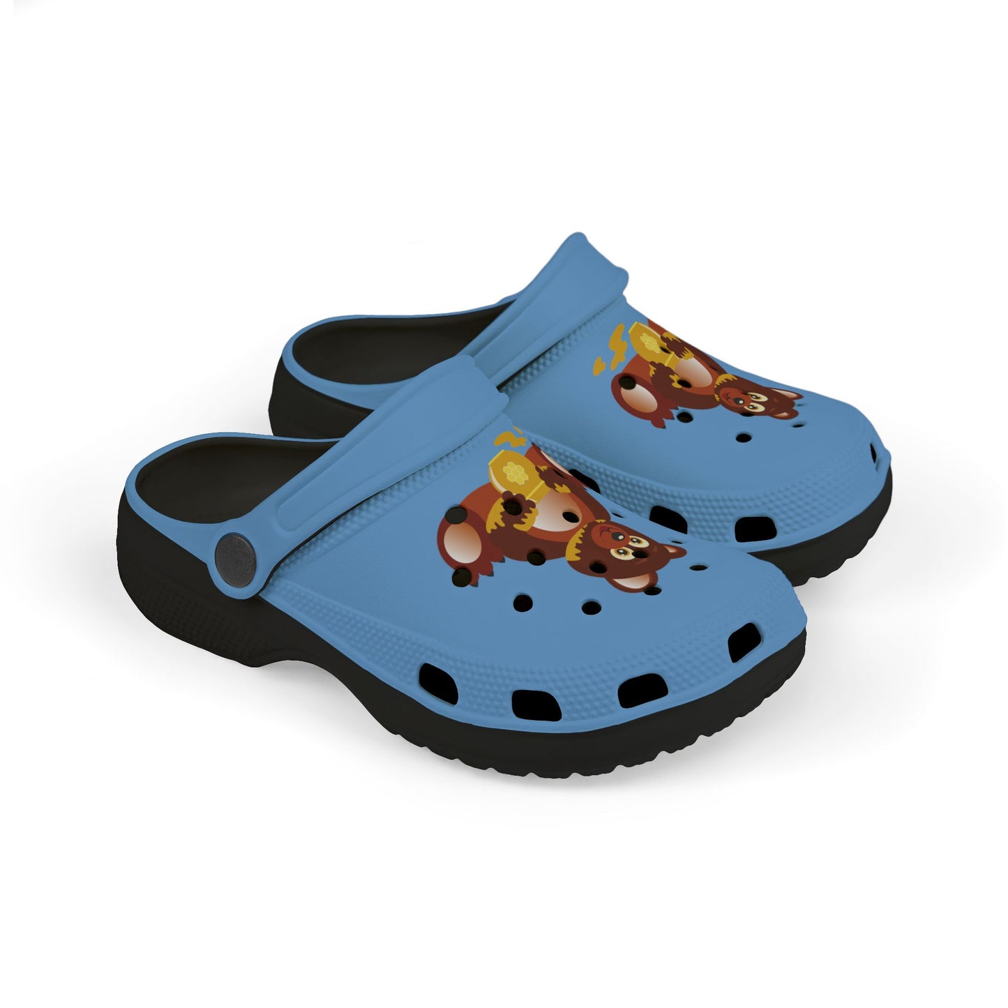 Kids Teddy Bear Honey Clogs — Blue EVA Foam Slip-On Shoes