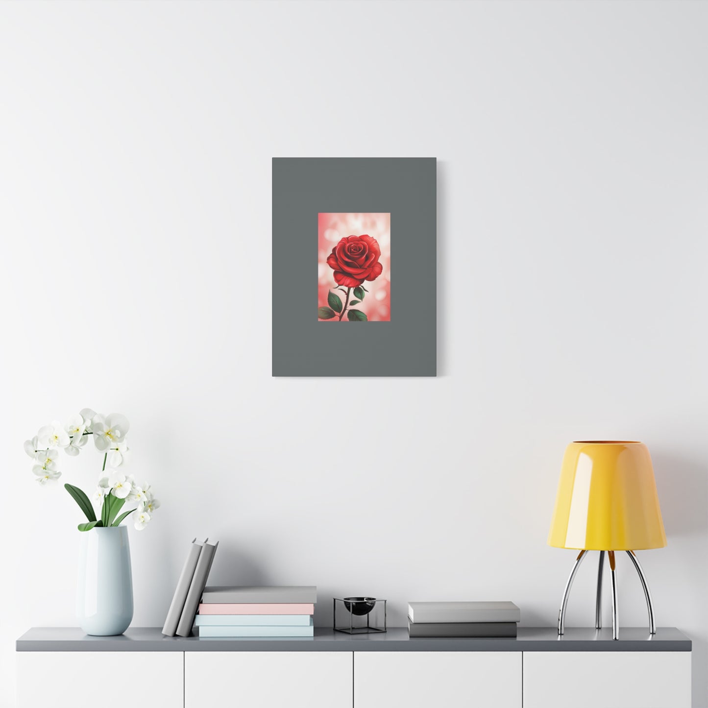 Red Rose Vertical Matte Canvas Print — Romantic Floral Wall Art
