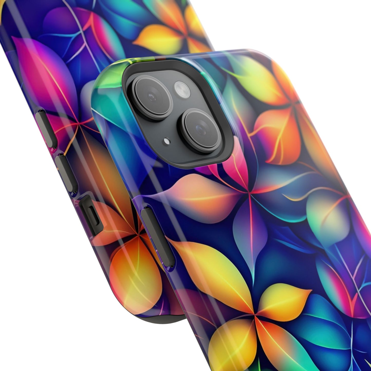 Floral Prism Magnetic Impact-Resistant Phone Case — Colorful Gradient Petal Design