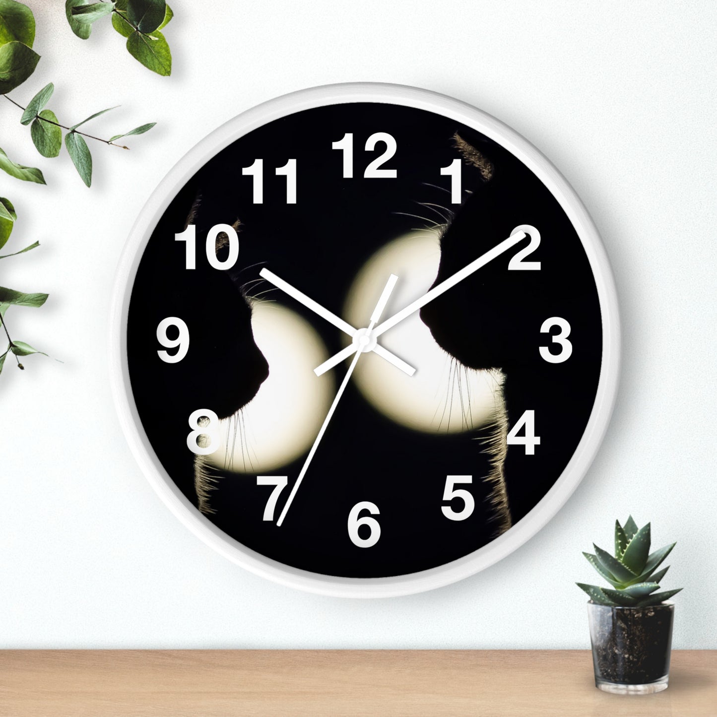 Silhouette Cat Wall Clock — Moonlit Cat Lovers Decor