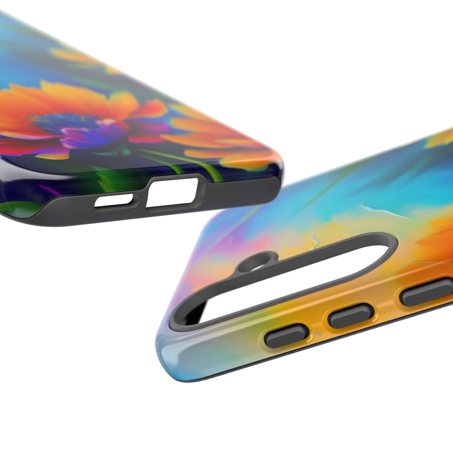 Floral Burst Tough Phone Case — Vibrant Watercolor Flowers Protective Cover