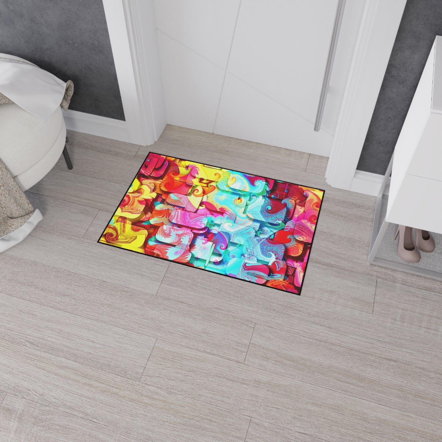 Abstract Color Splash Floor Mat — Heavy Duty Non‑Slip Door Rug