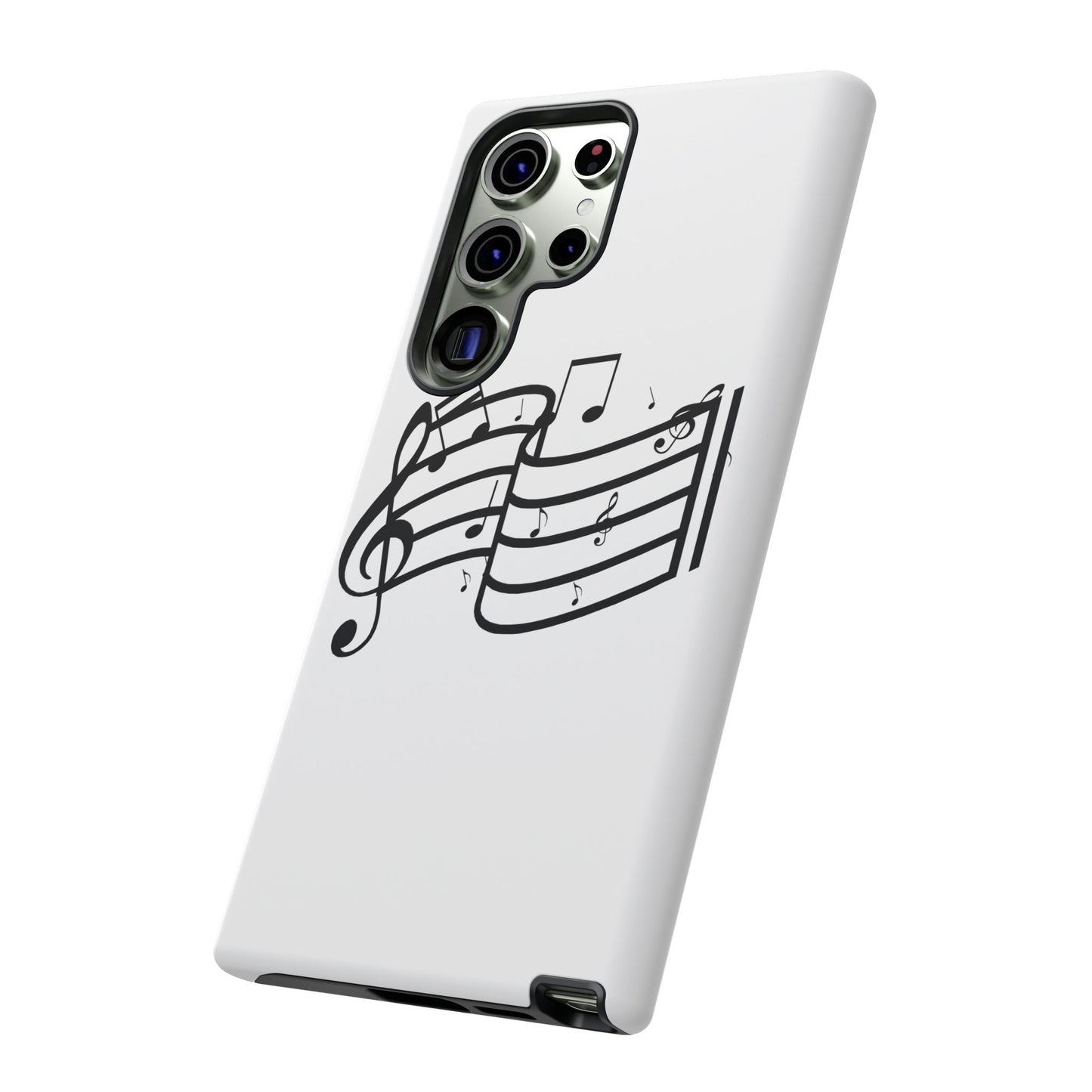 Musical Notes Phone Case — Black Treble Clef Music Staff Tough Case