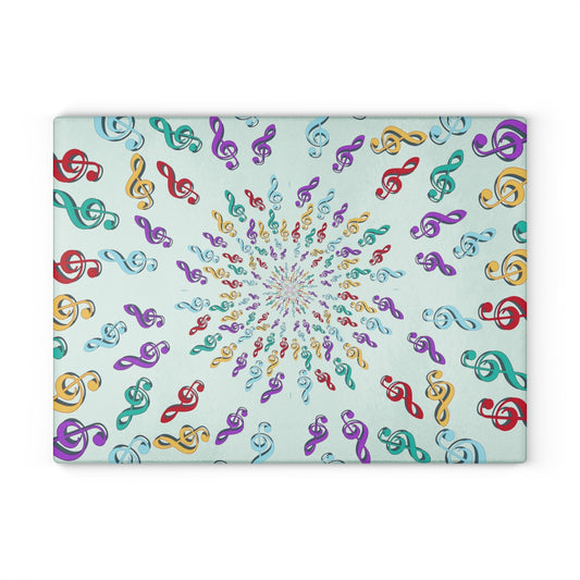 Vibrant Musical Glass Cutting Board, Perfect Gift for Music Lovers, Kitchen Decor, Wedding Gifts, Entertaining Essentials, Unique Home Decor