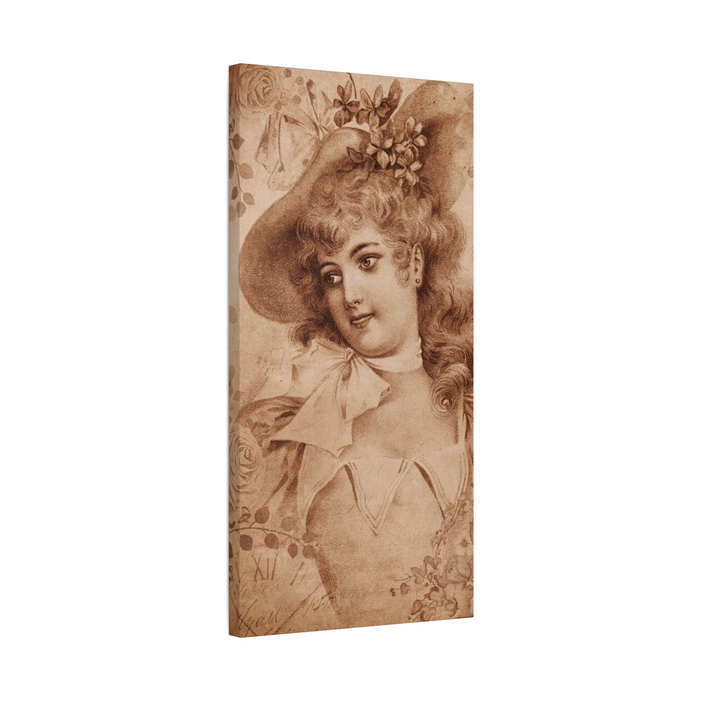 Vintage Sepia Portrait Canvas — Romantic Victorian Lady Matte Wall Art