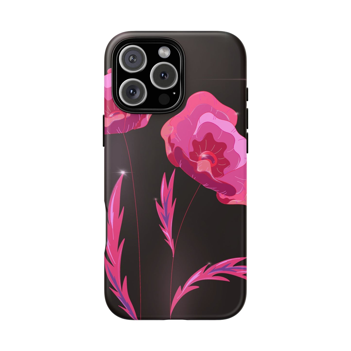 Floral iPhone Case | Tough Cases with Pink Poppy Design, Elegant Flower Phone Cover, Gift for Her, Spring Accessories, Chic Tech