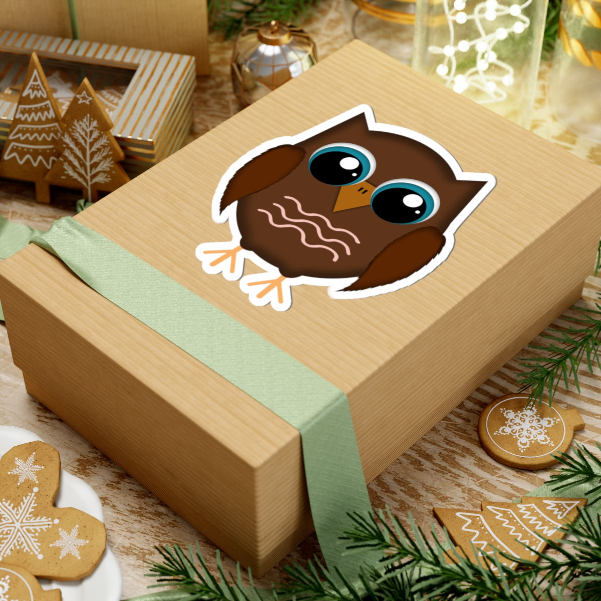 Cute Brown Owl Kiss-Cut Stickers, Fun Laptop Decals