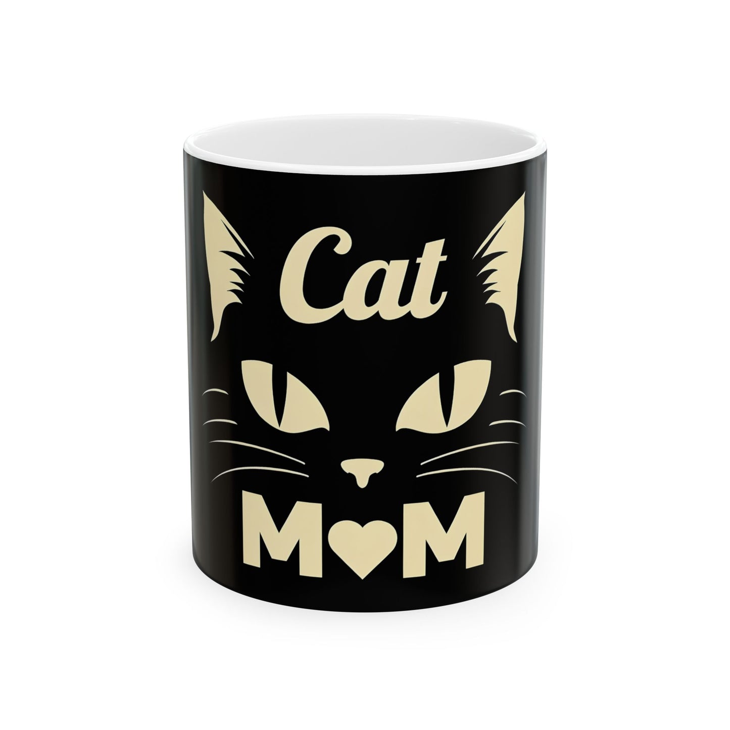 Cat Mom Coffee Mug – Black Ceramic 11oz/15oz