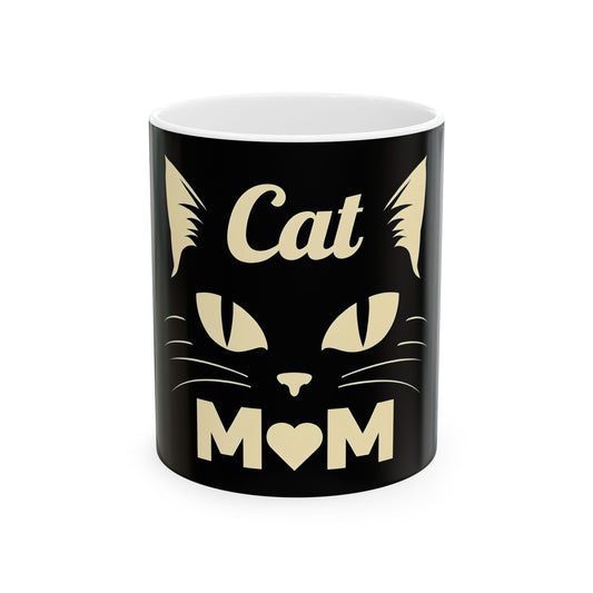 Cat Mom Coffee Mug – Black Ceramic 11oz/15oz