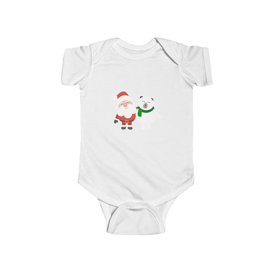 Christmas Santa & Polar Bear Infant Bodysuit — Cute Holiday Baby One-Piece