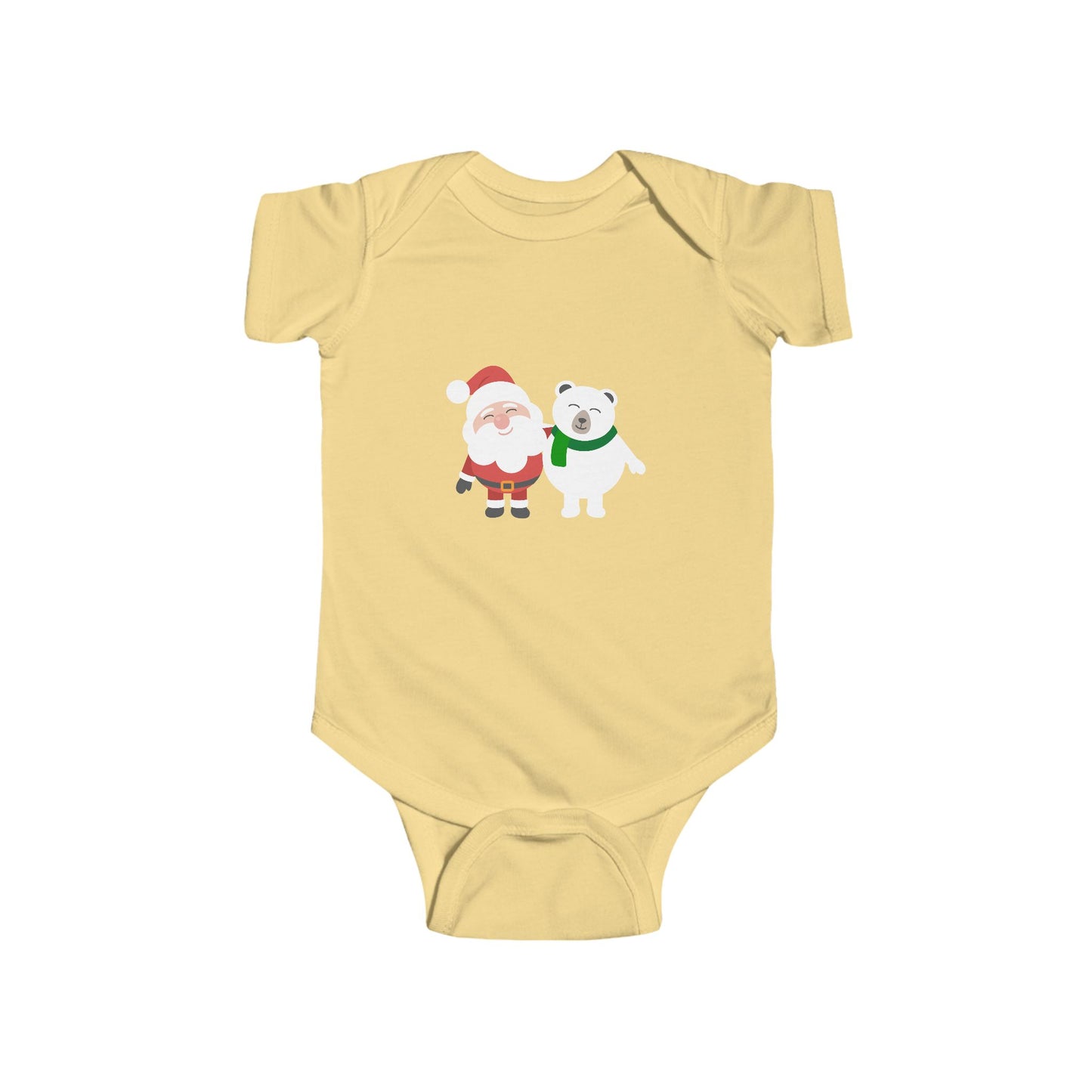 Christmas Santa & Polar Bear Infant Bodysuit — Cute Holiday Baby One-Piece