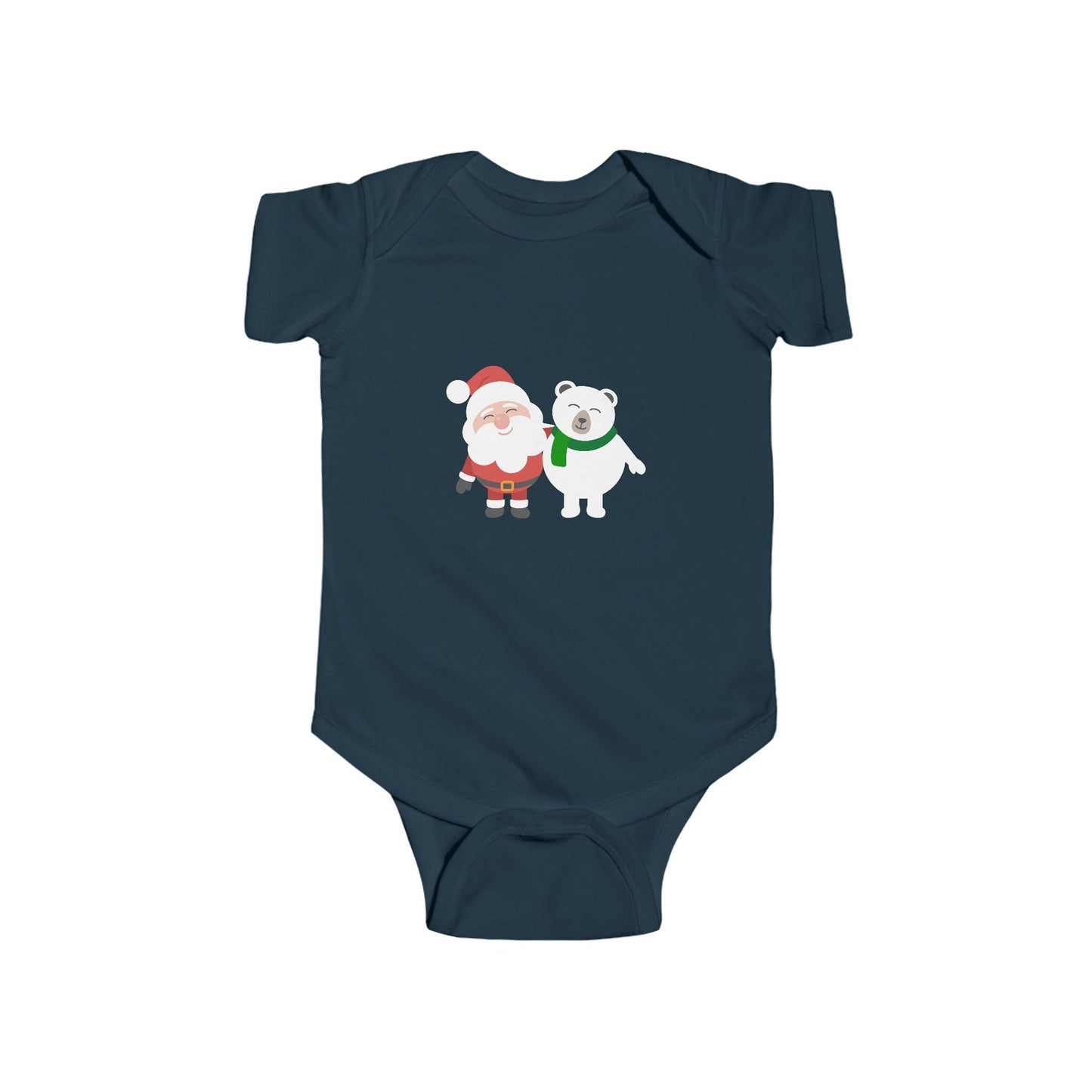 Christmas Santa & Polar Bear Infant Bodysuit — Cute Holiday Baby One-Piece