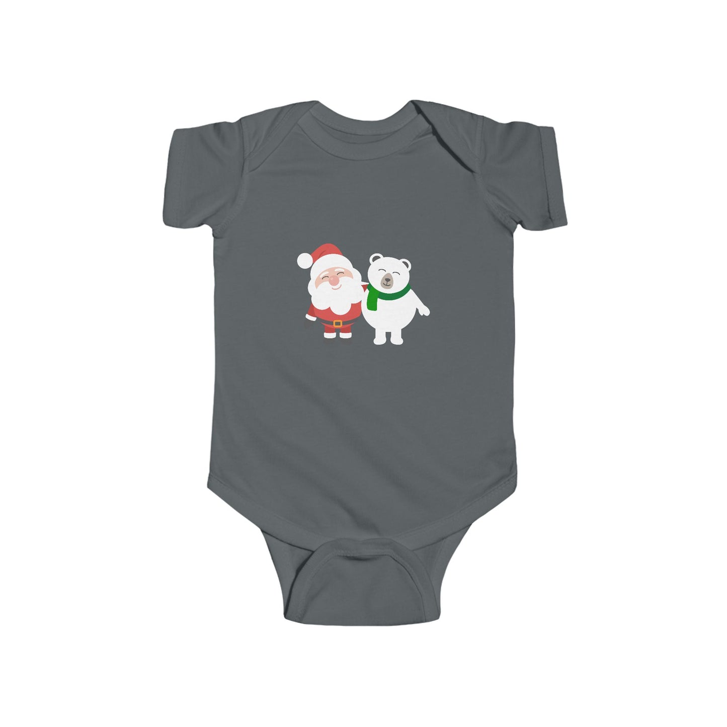 Christmas Santa & Polar Bear Infant Bodysuit — Cute Holiday Baby One-Piece
