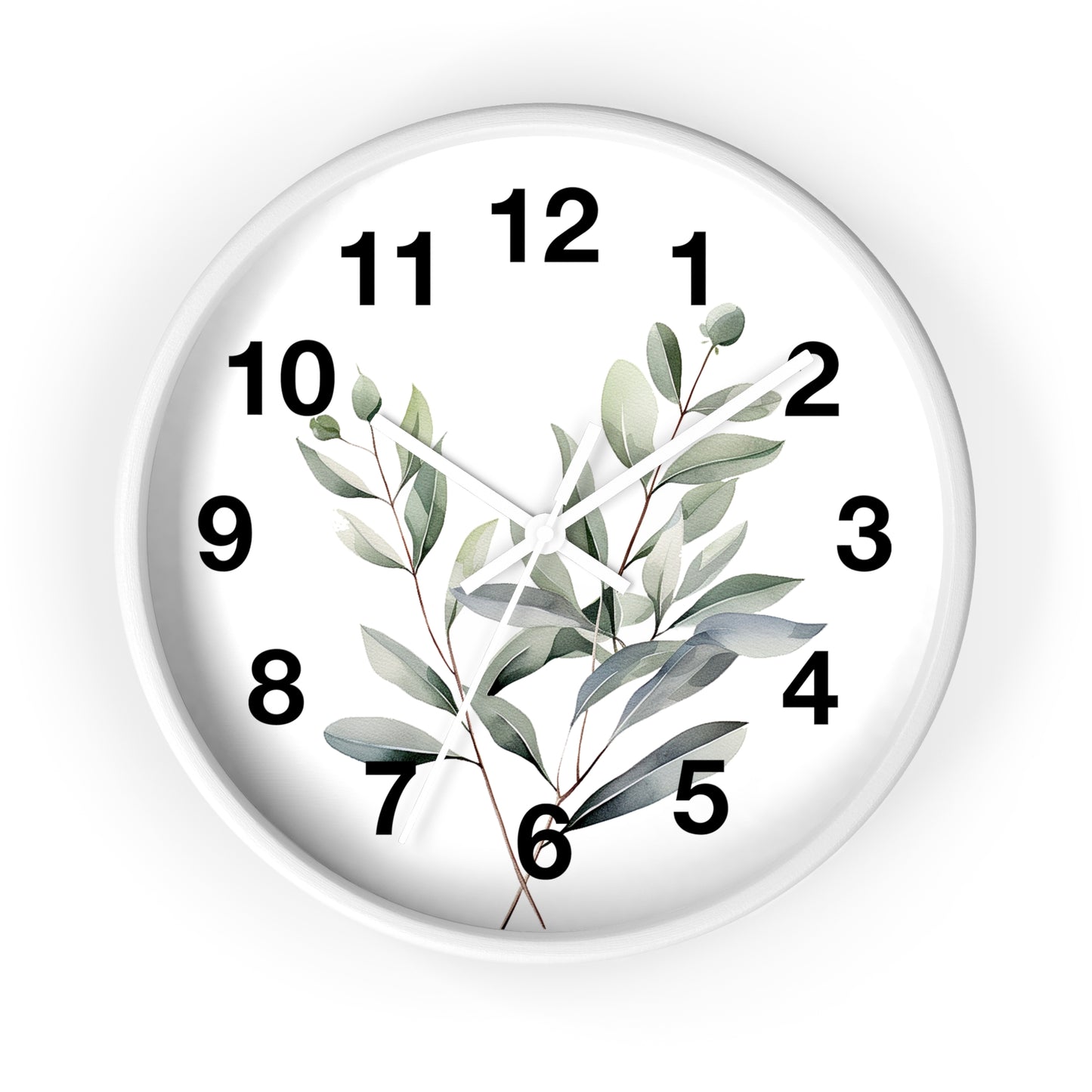 Botanical Wall Clock — Minimal Greenery Clock for Living Room & Bedroom
