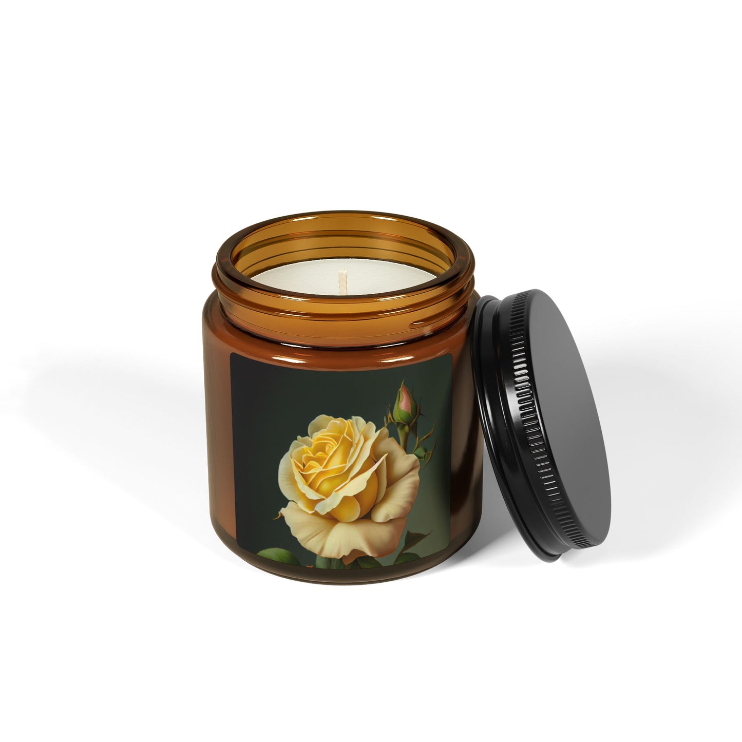 Yellow Rose Soy Candle - Amber Jar Scented Candle (Multi-Size)