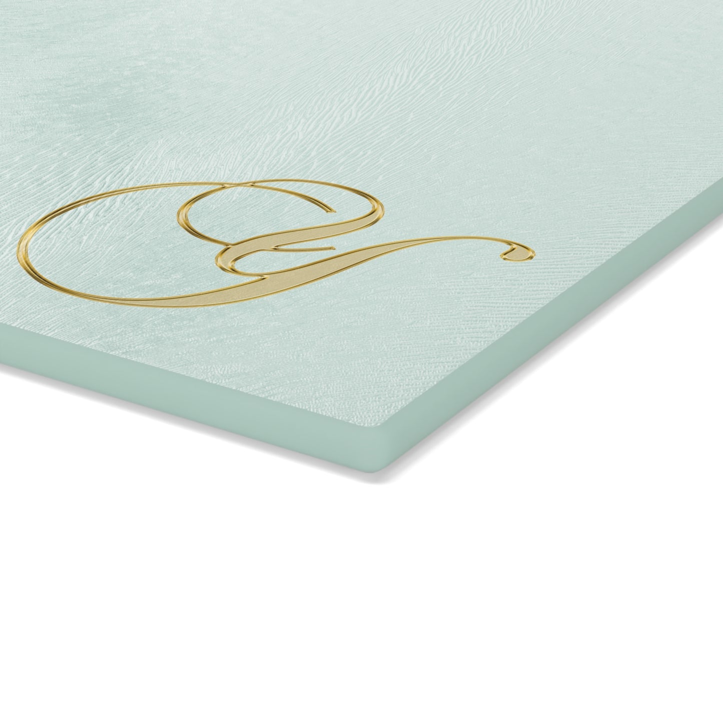 Mint Glass Cutting Board with Gold Monogram Letter 'Y' – Elegant Kitchen Prep Board, Gift for Brides & Housewarmings