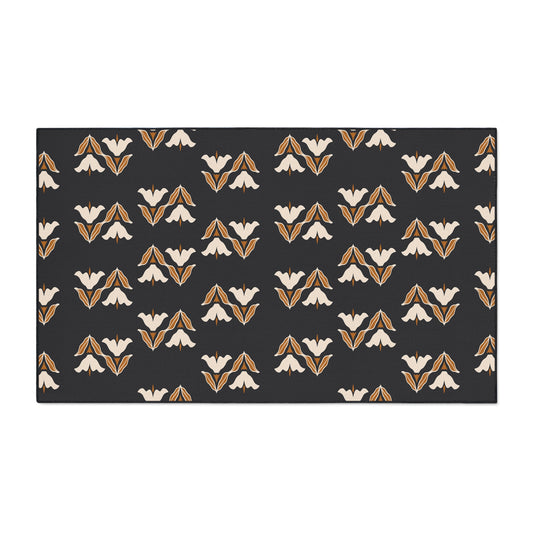 Floor Mat — Modern Retro Floral Pattern Heavy-Duty Entry Rug
