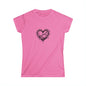 Women's Softstyle Tee with Heart Design, Casual Graphic T-Shirt, Gift for Her, Valentine’s Day Apparel, Trendy Outfit