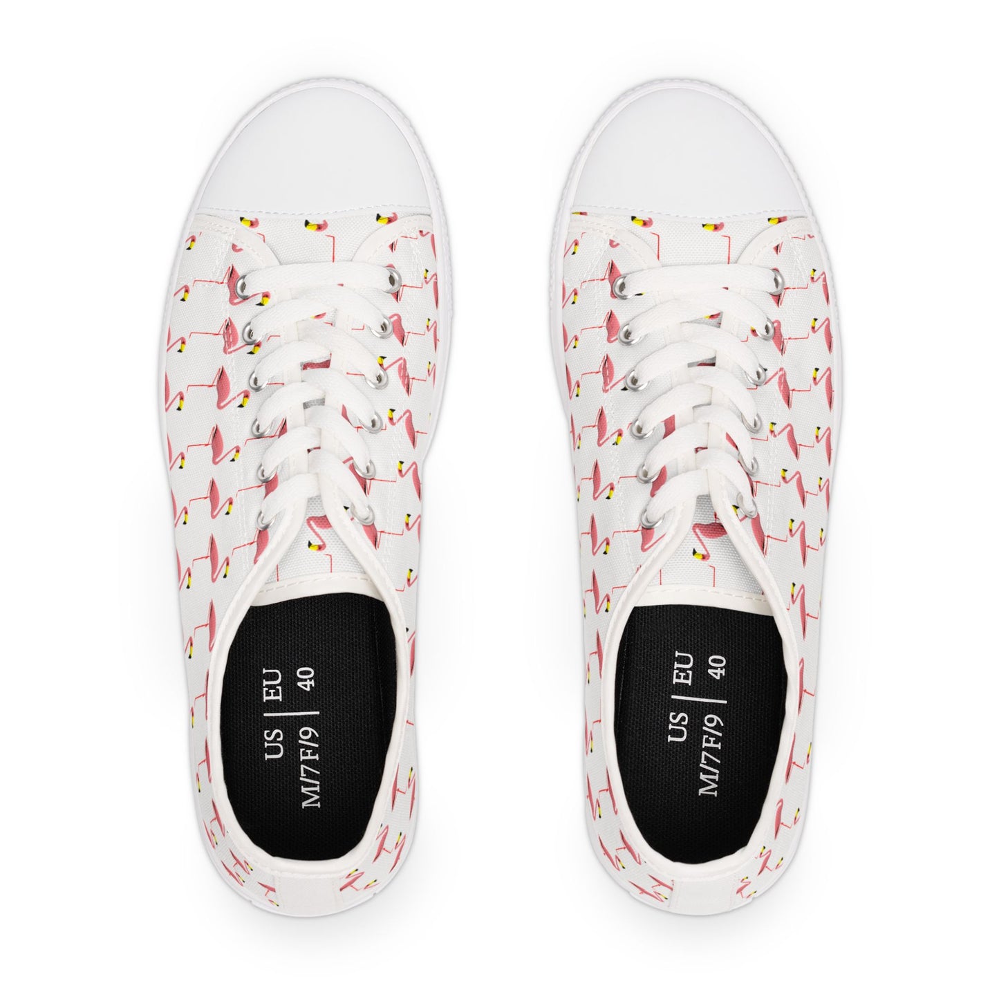 Low Top Sneakers — Pink Flamingo Pattern Casual Canvas Shoes