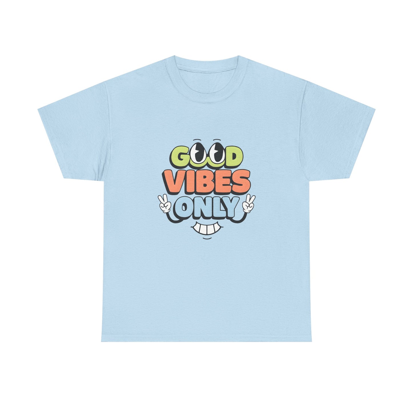 Good Vibes Only Unisex Heavy Cotton Tee, Casual Tee, Positive Message Shirt, Summer Fashion, Gift for Friends, Outdoor Wear