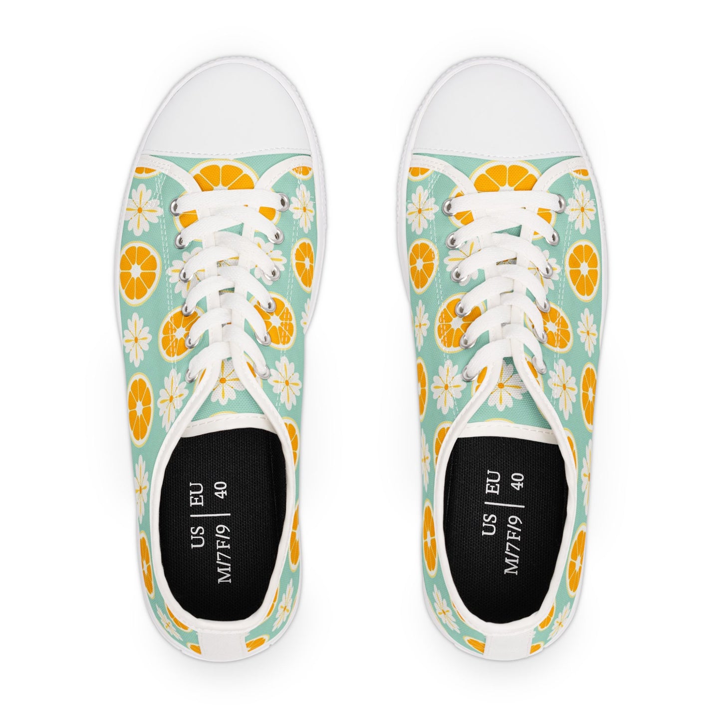 Low Top Sneakers — Retro Citrus & Daisies Pattern