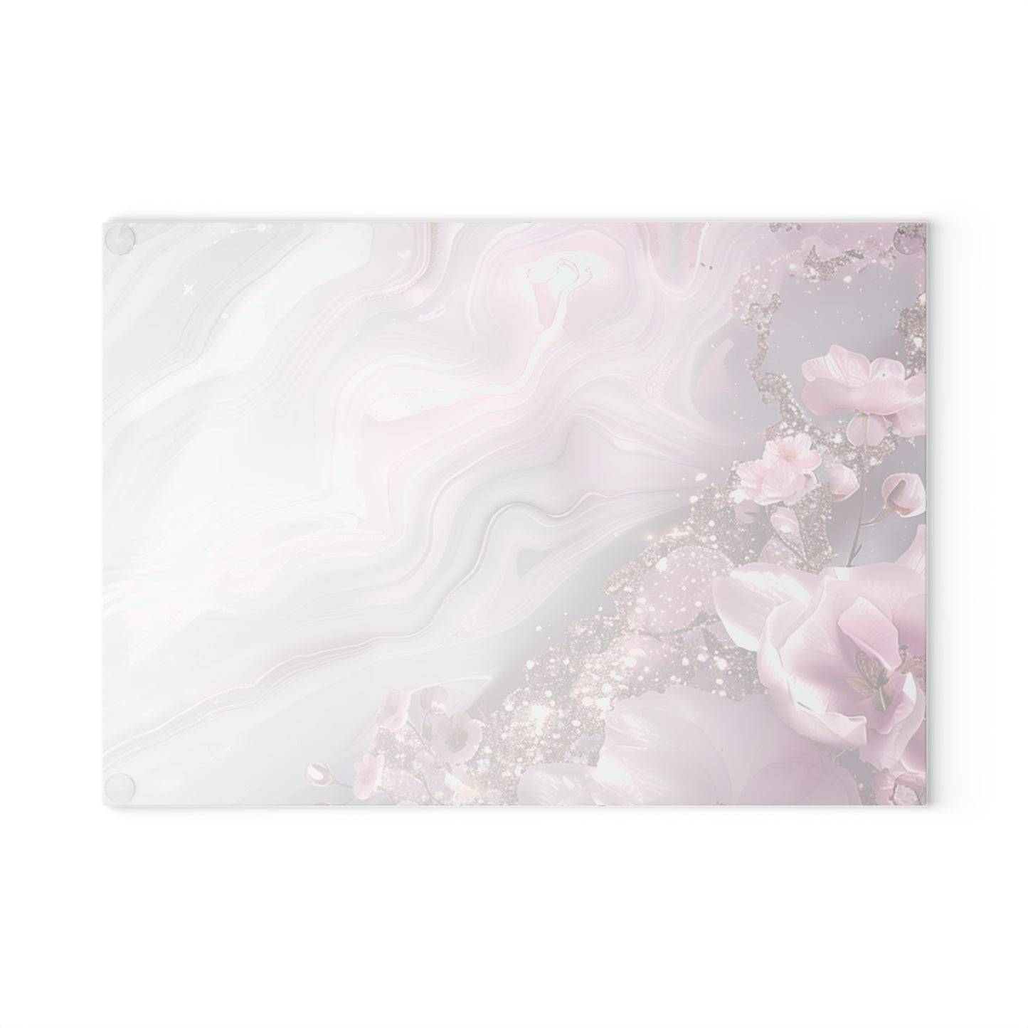 Elegant Floral Glass Cutting Board, Kitchen Decor, Gift for Chef