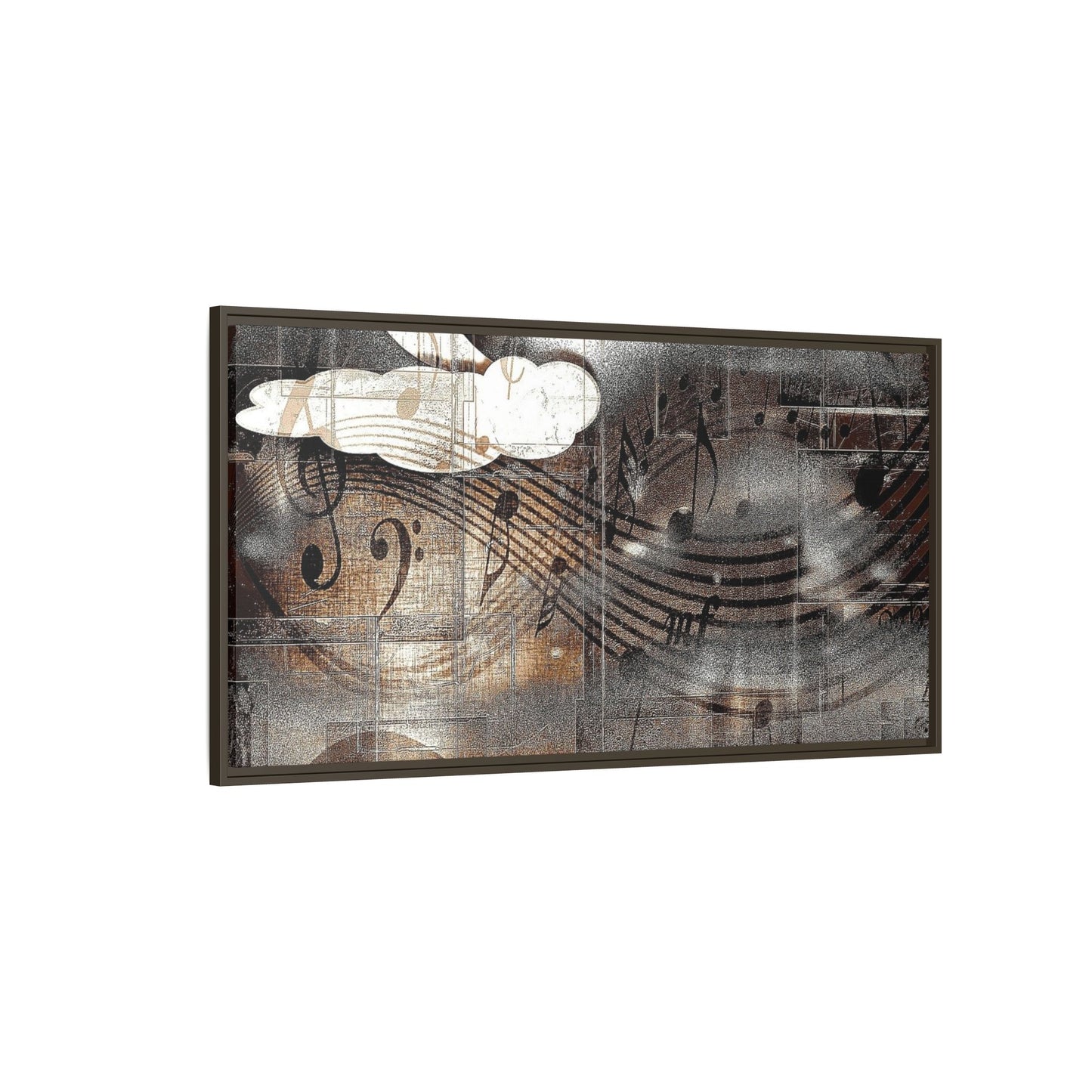 Framed Music Notes Canvas Print — Abstract Vintage Piano & Sheet Music Wall Art