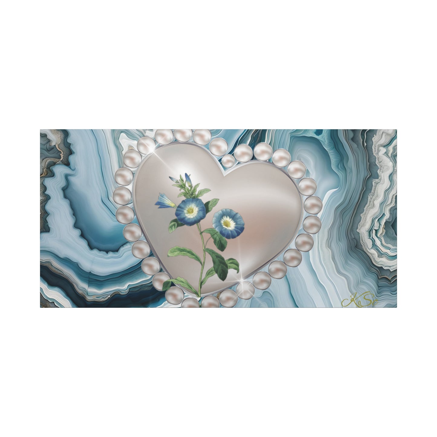 Elegant Floral Heart Canvas Wall Art, Modern Home Decor, Gift for Her