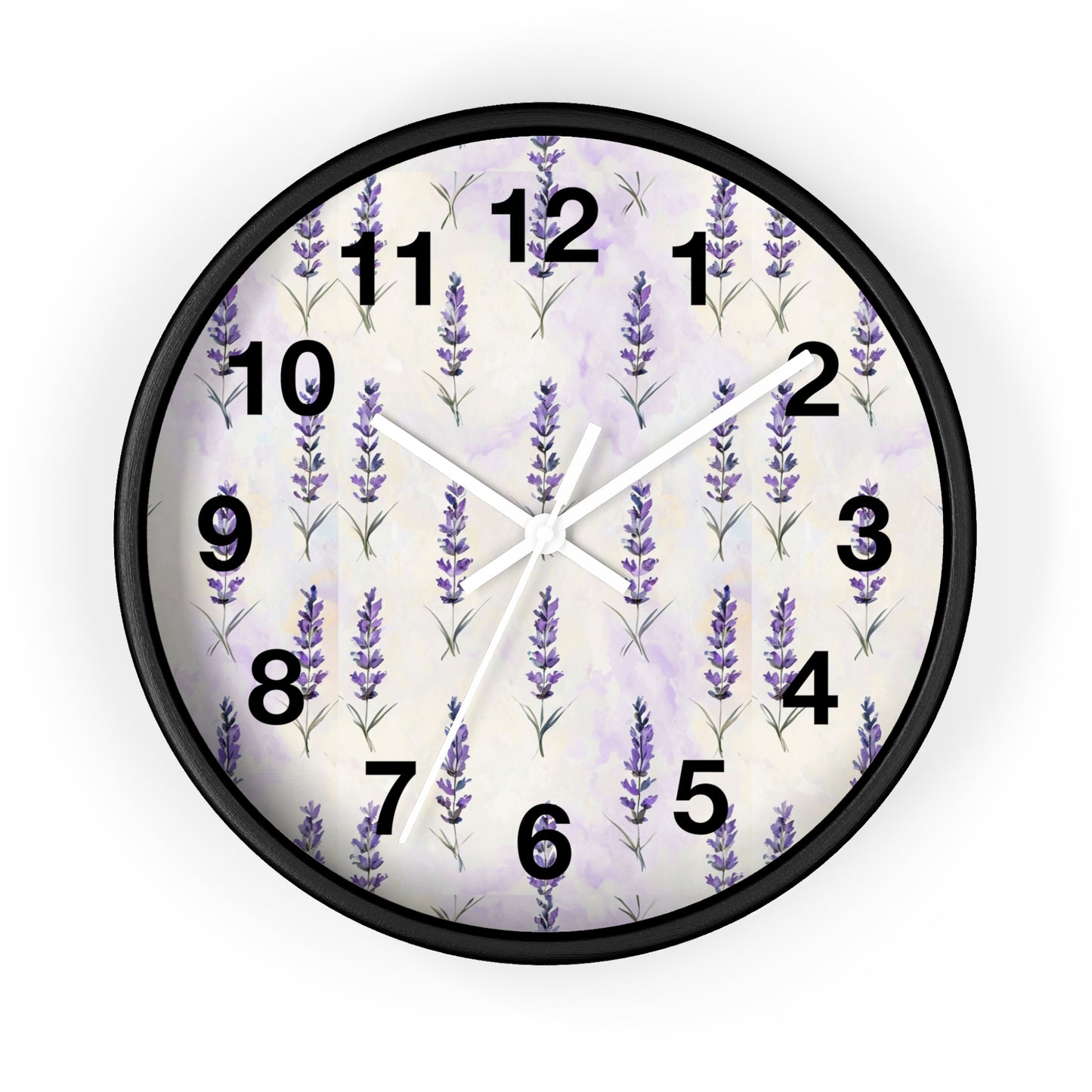 Lavender Sprig Wall Clock — Botanical Floral Clock for Kitchen, Bedroom & Living Room