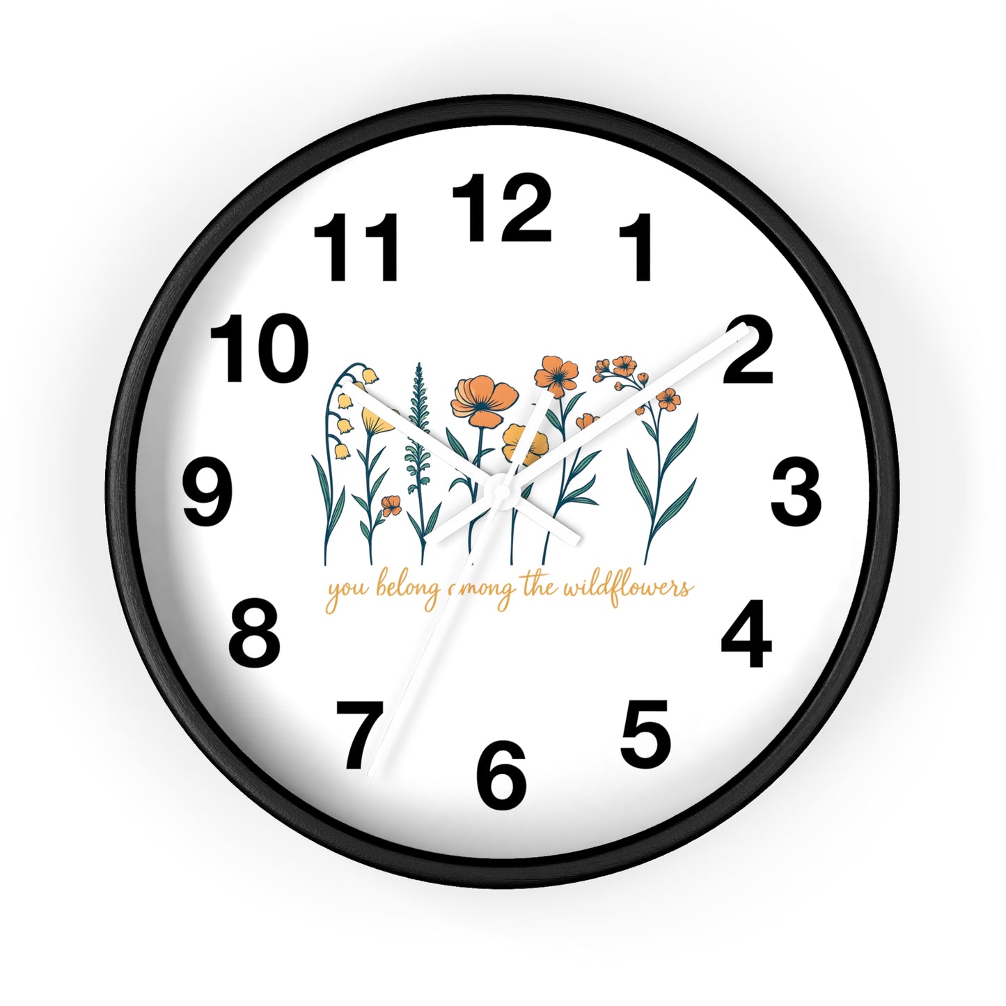 Boho Floral Wall Clock - You Belong Among the Wildflowers, Home Decor, Gift for Nature Lovers, Office Wall Decor, Rustic Style