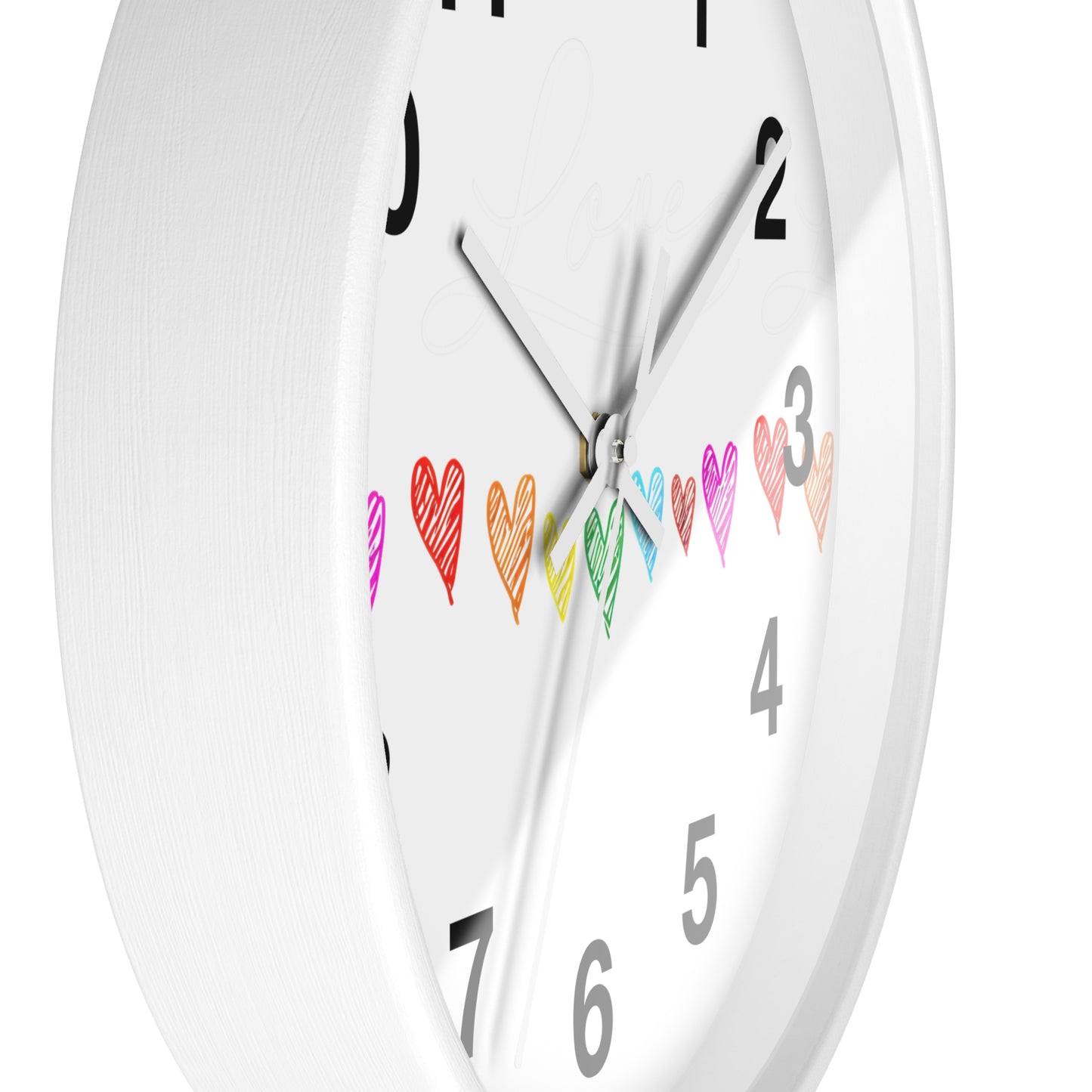 Rainbow Hand-Drawn Hearts Wall Clock | Colorful Heart Line Clock