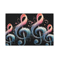 Musical Treble Clef Canvas Wall Art — Pastel Ribbon Notes on Black
