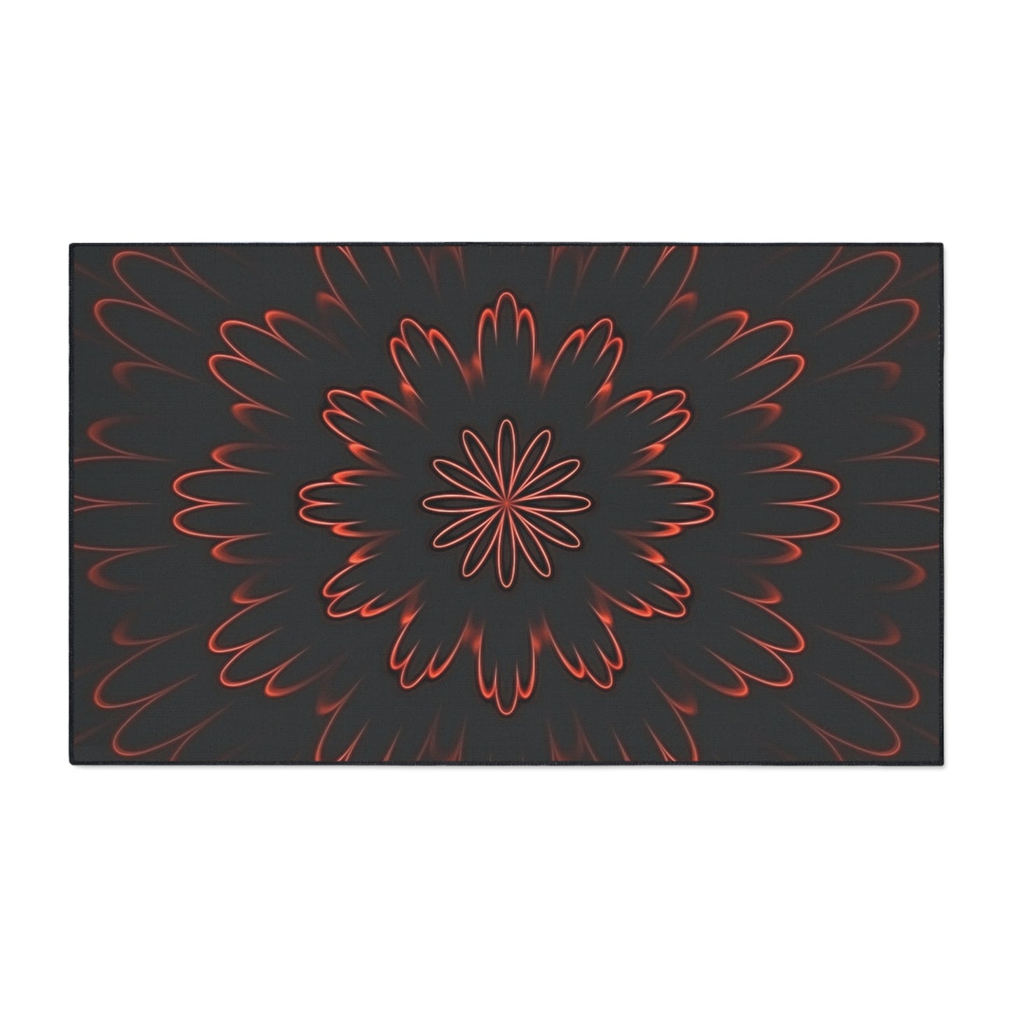Floral Mandala Heavy Duty Floor Mat — Dark Red Radiant Entry Rug