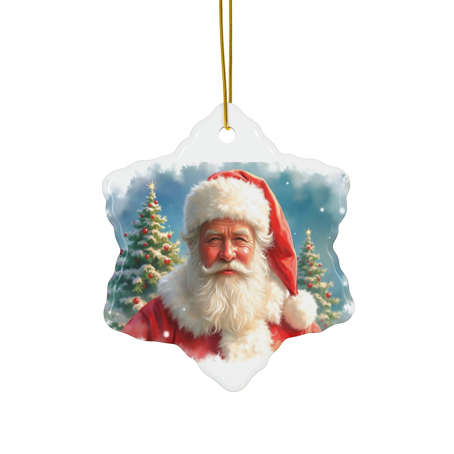 Santa Claus Ceramic Ornament, Holiday Decoration, Christmas Tree Ornament, Unique Gift, Festive Decor, Seasonal Home Accent