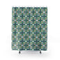 Botanical Kaleidoscope Shower Curtain — Green Leaf Geometric Bathroom Decor