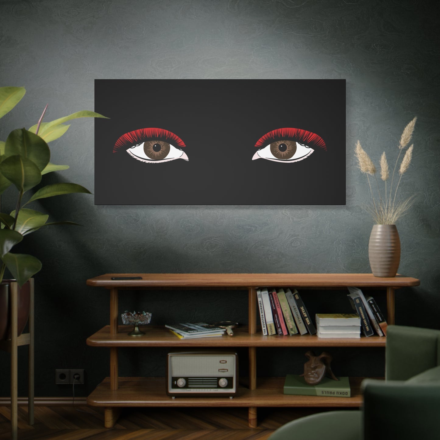 Red Lashes Wall Art Canvas — Glam Eyes Makeup Decor