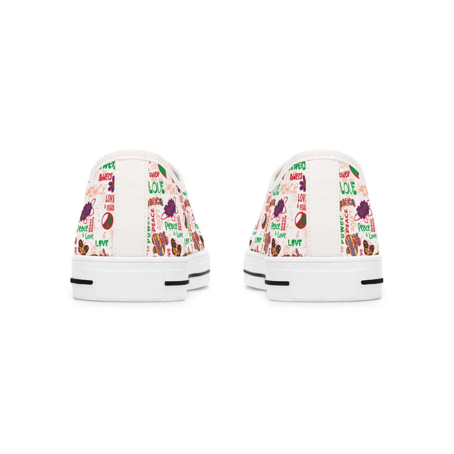 Low Top Sneakers — Retro Peace & Love Floral Pattern