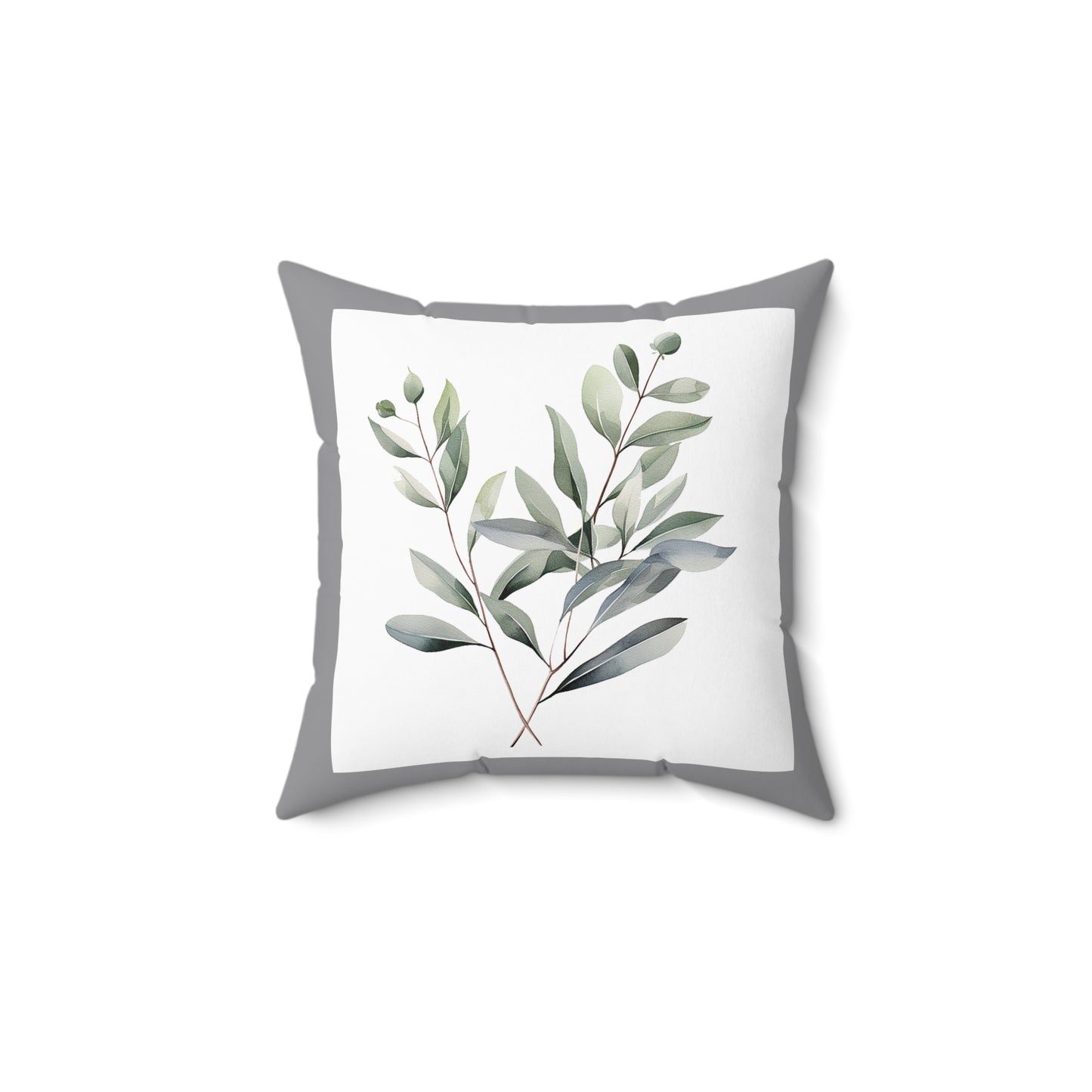 Botanical Eucalyptus Throw Pillow — Watercolor Greenery Accent Pillow