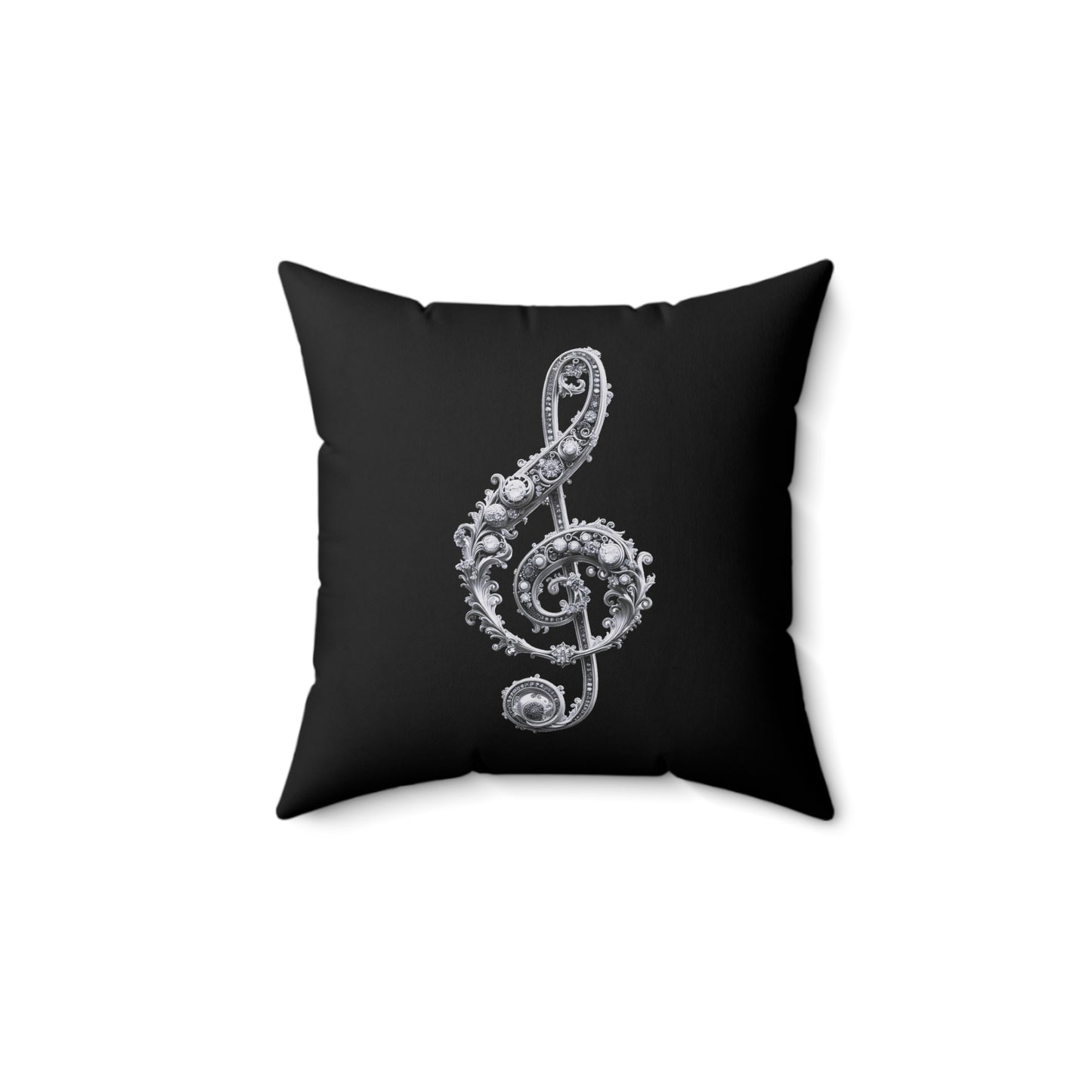 Music Note Decorative Pillow – Ornate Treble Clef Accent Cushion