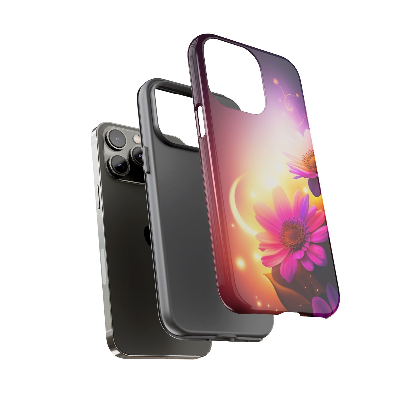 Floral Moonlight Phone Case – Purple Daisy Protective Cover
