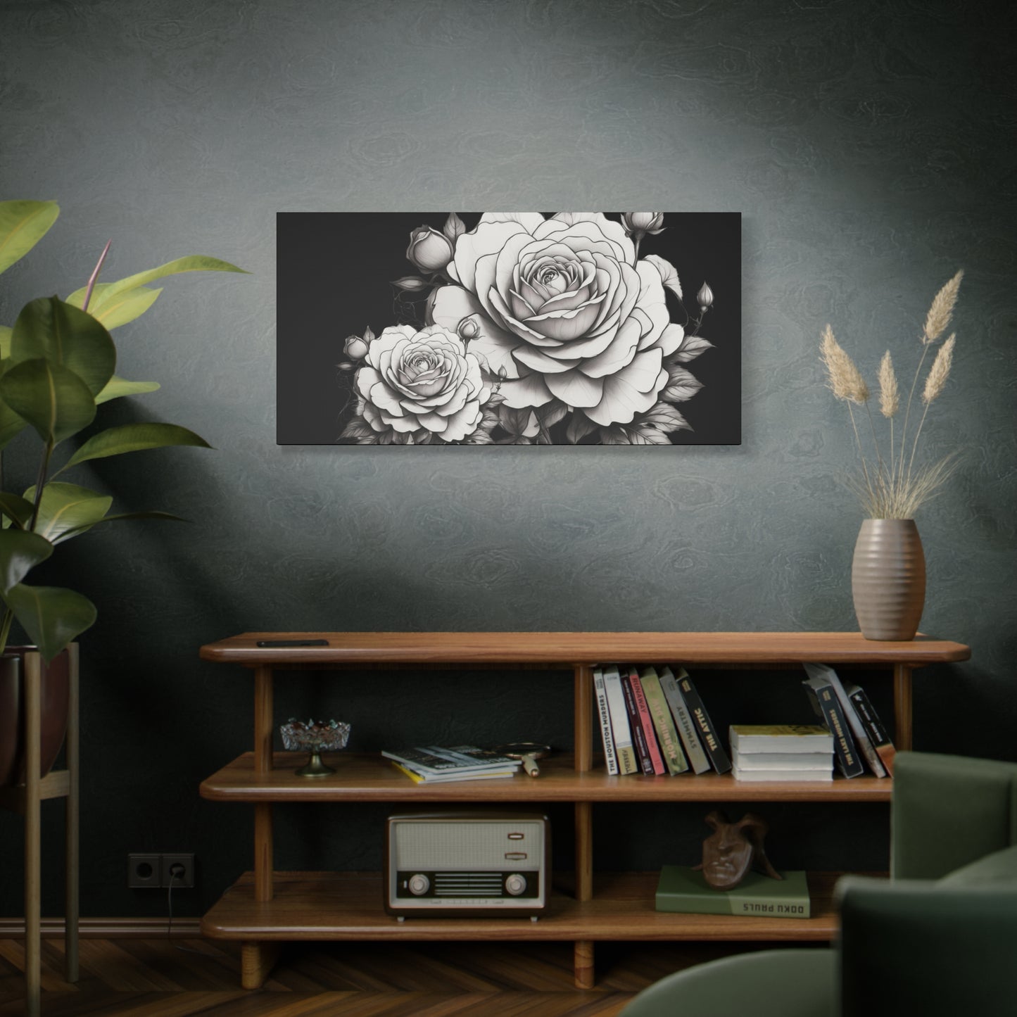 Monochrome Rose Canvas Print — Black & White Floral Wall Art