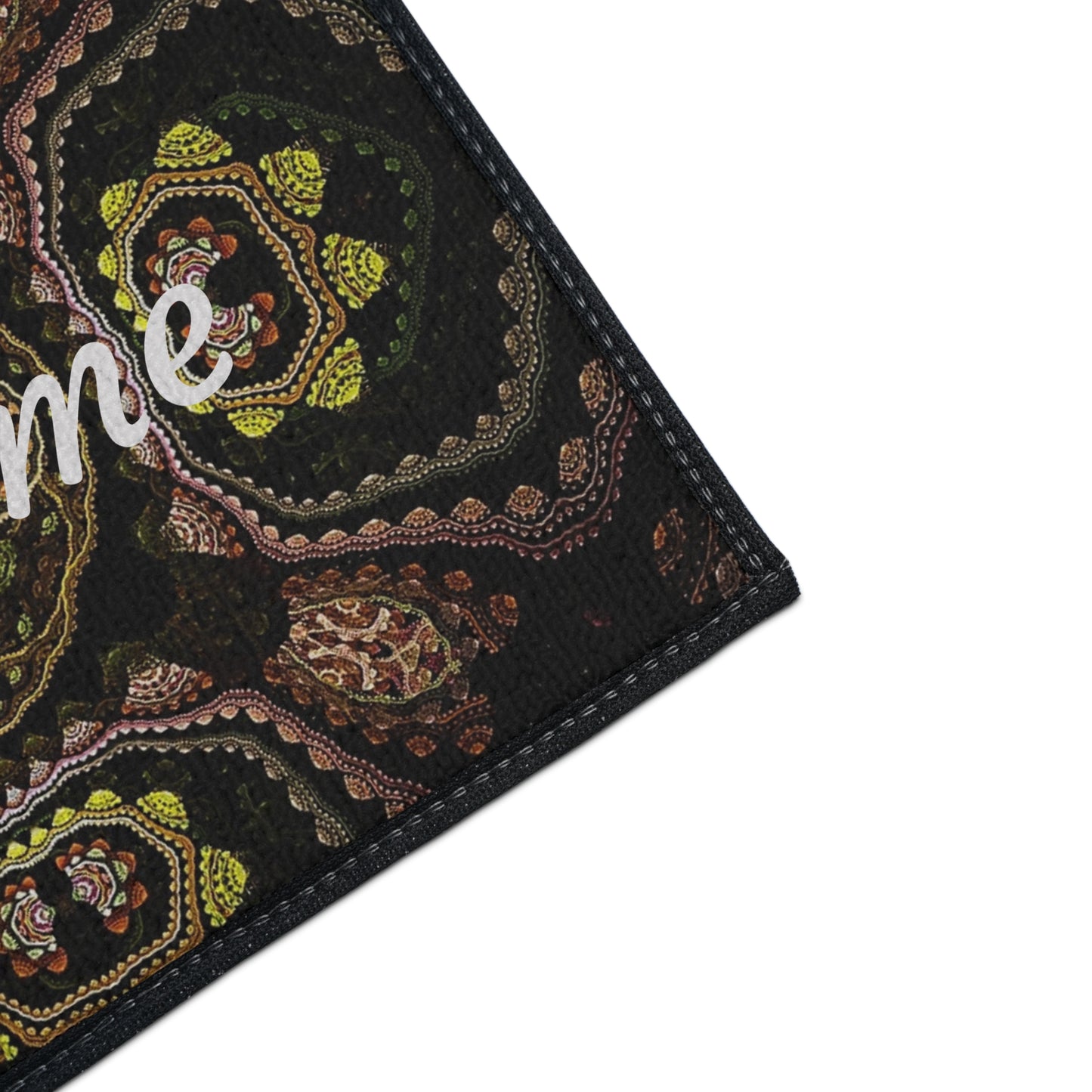 Welcome Heavy Duty Floor Mat — Boho Kaleidoscope Entrance Rug for Home & Office