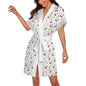 Lace Trimmed Short-Sleeve Nightgown - Cherries