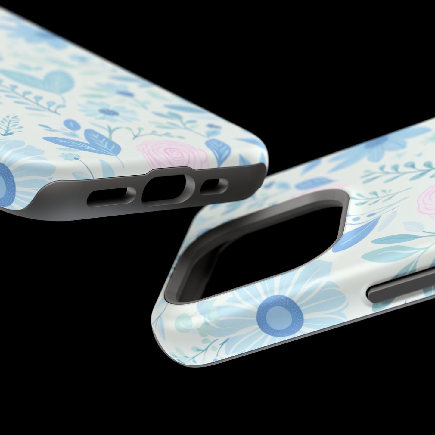 Floral Pastel Magnetic Impact Phone Case — Blue & Pink Botanical Design