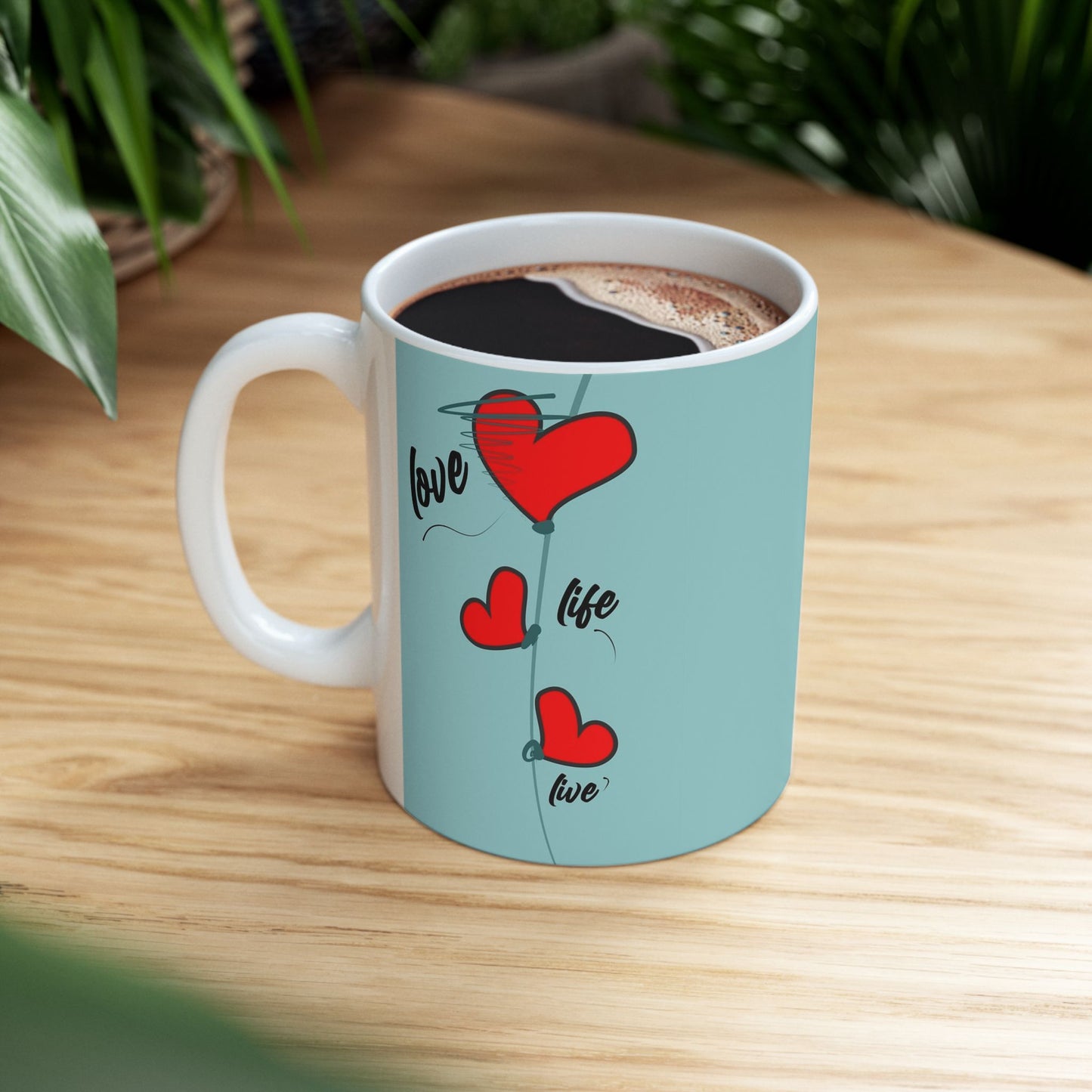 Love Every Moment Ceramic Mug (11oz, 15oz) – Heart Illustration Gift Mug