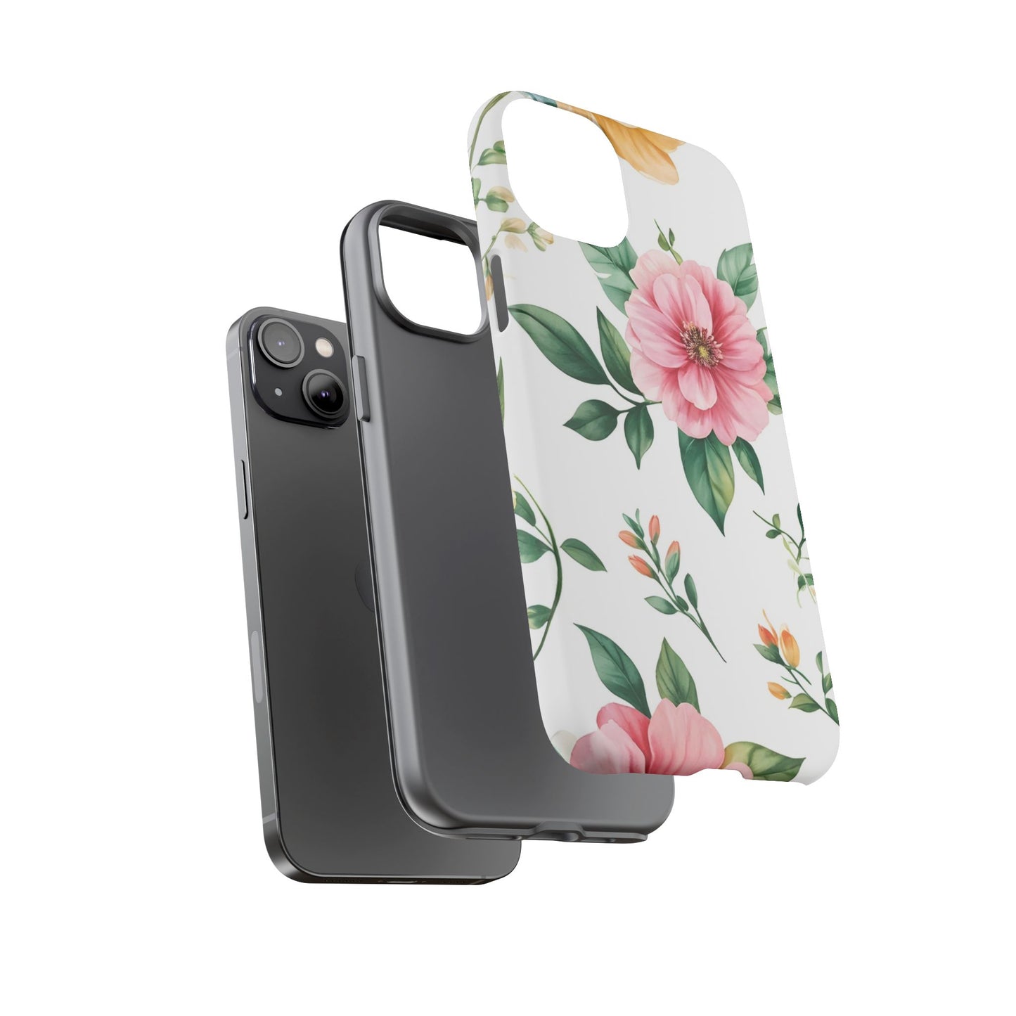 Floral Tough Phone Case — Pink Peony Protective Phone Cover